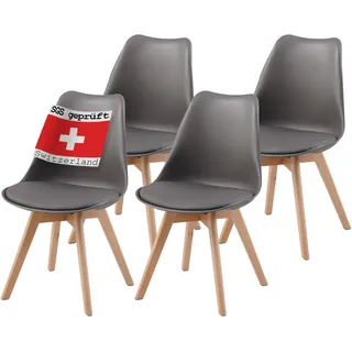 Albatros Esszimmerstuhl Aarhus 4er-Set , Grau , Kunststoff , 49x81x43 cm , Esszimmer, Stühle, Esszimmerstühle