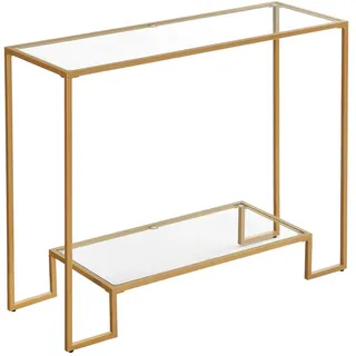 Boxxx Konsolentisch , Goldfarben , Metall, Glas , rechteckig , eckig , 35x80x100 cm , einfacher Aufbau , Wohnzimmer, Wohnwände, Wohnwand-Serien