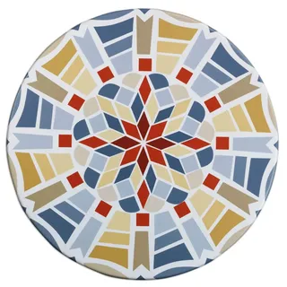 Maximex Spann-Tischdecke XL rund Ø 85 – 105 cm, Mosaik-Motiv, abwischbare Gartentischdecke mit Gummizug, wetterfest, UV-beständig, für Garten, Balkon und Camping, Kunststoff