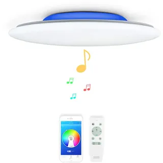 36w Φ40cm Sternenhimmel Musik Led Deckenleuchte mit Bluetooth Lautsprecher, Deckenlampe Farbwechsel mit Fernbedienung und APP-Steuerung,Dimmbar für Wohnzimmer Schlafzimmer Kinderzimmer Küche