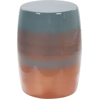 BELIANI Beistelltisch Goldbraun und Blau Metall Glänzend Hoch Rund 26 cm Trommelform Fassform Farbverlauf Modern Couchtisch für Pflanzen Wohnzimmer - Braun, Blau