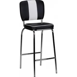 FineBuy 4er Set Barhocker American Diner Schwarz 50er Jahre Retro Barstuhl Sitzfläche mit Rücken-Lehne Fußstütze Sitzhöhe 76 cm - Weiß