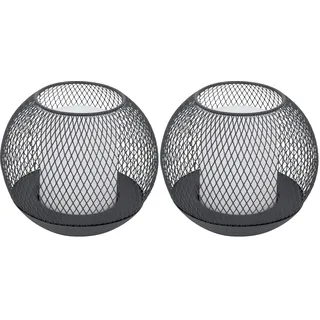 Dehner Solarkugel, Ø 15 cm, Höhe 12.5 cm, warmweiß, Metall/Kunststoff, grau (Packung mit 2)