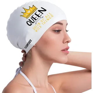 COPOZZ Erwachsene Badekappe, Unisex Wasserdicht Schwimmkappe für Herren Damen, Lange Haare Silikon Swimming Cap Bademütze für Männer Frauen