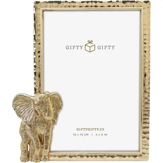GIFTY Moderner dünner Elefanten-Bilderrahmen, 10,2 x 15,2 cm, für vertikale Ausstellung auf Tischplatten, perfekt Heimdekoration, Hochzeit, Urlaub, Abschlussfeier oder andere Meilenstein-Fotos (Gold)