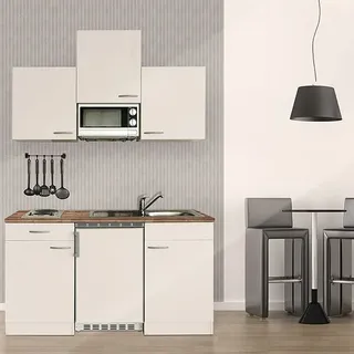 Respekta Miniküche Economy Kühlschrank Mikrowelle Elektrokochfeld links weiß