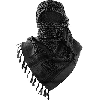 Luxns Militärischer Shemagh Taktischer Wüsten-Schal / 100% Baumwolle Keffiyeh Schal Wrap für Damen und Herren, Schwarz, Einheitsgröße