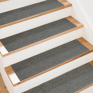 Art3d Stufenmatten Treppenstufen Matten 20 X 76 cm Treppenteppich Selbstklebend Sicherheit Stufenteppich 15 Stück Ideal für Kinder, Älteste und Haustiere Leinenoptik-Schwarz