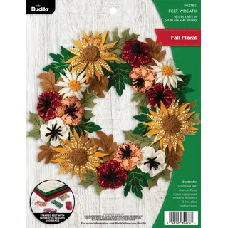 Bucilla 89278E Filz-Kranz-Set, 41,9 x 41,9 cm, Blumenfall