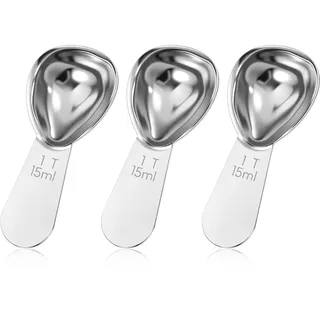 Ouligay 3stk Messlöffel 15ml Kaffeemesslöffel Esslöffel Kaffee Scoop Edelstahl Dosierlöffel 15ml Kaffeelöffel Portionierer Silber Kaffee Messlöffel mit Kurzem Griff Esslöffel,Weihnachtsküche Geschenk