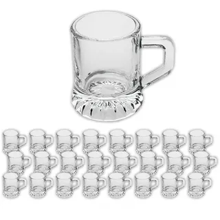 Carls 24x Schnapsglas Party aus Glas mit Henkel, Schnapskrug, Party, Pinnchen, Transparent