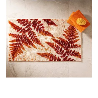 Badematte GRUND Gr. 7, orange (taupe, terra), halbrund (50cm x 80cm ), 1 Stk., Badematten, Badematte