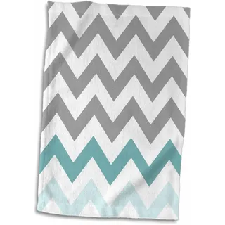 3dRose Chevron mit Mint Türkis Zig Zag Accent grau Zickzack Muster Handtuch, Mehrfarbig, 15 x 22