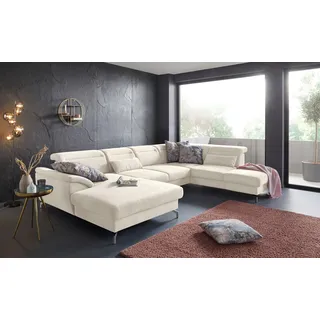sit&more Wohnlandschaft "Percy U-Form" 12 cm Fußhöhe, Sitztiefenverstellung, wahlweise in 2 Fußfarben, creme