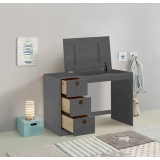 OTTO home Kinderschreibtisch »Alpi« Kiefernholz, Wangengestell, mit 3 Schubkästen, Tischbreite 100 cm, grau