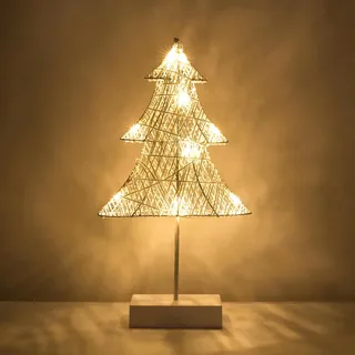 Lewondr Tischlampe, Baumform Nachttischlampe LED Weihnachtsdeko Innen, Batteriebetrieb Mini Weihnachtsbaum mit Beleuchtung Metall Schreibtischlampe Tischdeko Weihnachtsbaumschmuck Zuhause, Warmweiß