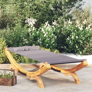 The Living Store Loungebett 100x188,5x44 cm Bugholz Massiv Anthrazit - Grau