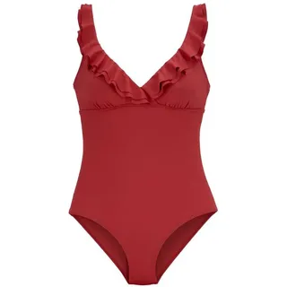 JETTE JETTE, Badeanzug mit eleganter Rüsche und Shaping-Effekt, rot