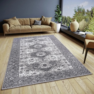 Hanse Home Pare Teppich Orientalisch – Flachgewebe Vintage Design, Anti-Rutsch Unterseite, hochwertig gewebt Designerteppich für Wohnzimmer, Schlafzimmer, Esszimmer, Flur – Grau Schwarz, 60x90cm