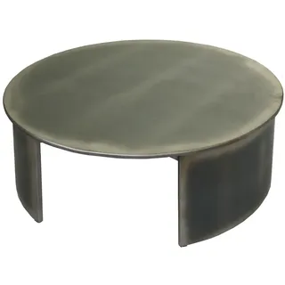 Mendler Couchtisch HWC-L74, Beistelltisch Wohnzimmertisch, MVG-zertifiziert Industrial, rund Ø80cm, Metall-Optik gebürstet