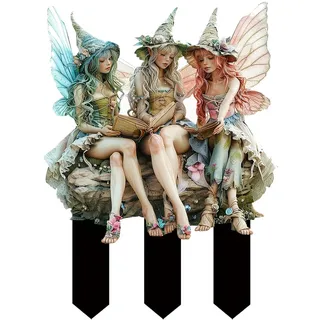Generisch Gartendeko Ornament Sitzen Magische Fee, Sitzende Elfen Gartenfiguren, Tudor und Turek Statue, Harz Handwerk Landschaftsbau Hof Dekoration Garten Statues Elf Statue Figur Fee Fairy (H)