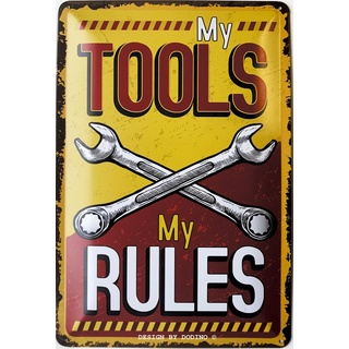 DODINO 20x30cm retro blechschilder MY TOOLS MY RULES lustige retro Deko mit Spruch, vintage Metallschild