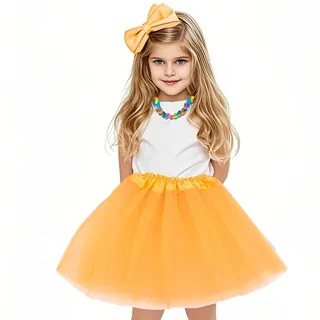 OQKAHIV 1 pcs Tütü Minirock, Tüllrock Kinder Mädchen Röcke Tutu, Prinzessin Tüllrock, 3 Schichten Tüll Paillette Ballett Tanz Rock, Mädchen Tüllrock Tütü Ballettrock Prinzessin Minirock Tüll (Orange)