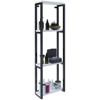 Mid.you Wandregal , Schwarz, Weiß , Metall, Holzwerkstoff , 2 Fächer , 35x112x15 cm , stehend , Wohnzimmer, Regale, Wandregale