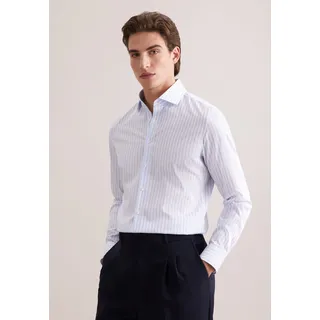 Businesshemd SEIDENSTICKER "Schwarze Rose", Herren, Gr. L (42), normale Ärmellängen, blau, 100% Baumwolle, gestreift, skinny fit, 2-Knopf-Manschette, Hemden Businesshemd, X-Slim 1/1 Kentkragen Gestreift