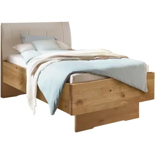 Wiemann Holzbett »Cardiff, Bettgestell, Bettrahmen, teilmassiv, mit Polsterkopfteil« bianco, eiche teilmassiv, B:100cm L:200cm, Betten, Holzbett, Fußteil aus Massivholz, verschiedene Größen