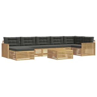 vidaXL Outdoor-Sofagarnitur 8 Stk. Weiß und Anthrazit - Braun