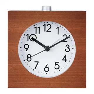 Lancoon Analoger Wecker Aus Holz, Holzgehäuse Nicht Tickend Leise Mit Nachtlicht-Schlummerfunktion Batteriebetrieben Für Schlafzimmer Nachttisch Schwere Schläfer (Braun)