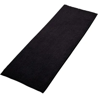 Decomira Badematte rutschfest | Als Badteppich Set kombinierbar | Badezimmer-Teppich Bad-Vorleger waschbar aus Chenille | Duschvorleger für Dusche, Badewannen, WC Deko | Schwarz - 50x150 cm