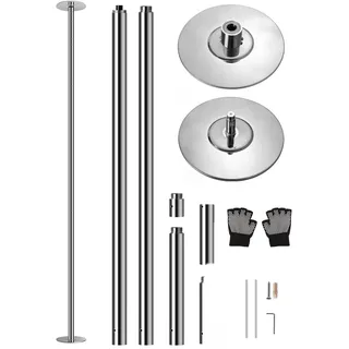 SereneLife Pole Dance Stange Indoor – Höhenverstellbar, Statisch & Rotierend, 204–274cm Turnstange Indoor für Zuhause – Robuster Stahl, Kein Bohren – Fitness Poledance Tanztraining – 280kg Traglast