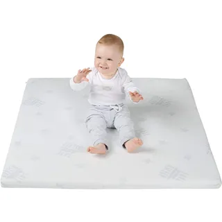 roba Laufgittermatratze 75 x 100 cm - Safe Asleep - Matratze für Laufgitter/Laufstall 4 eckig - Laufgittereinlage mit abnehmbarem Jacquard Bezug