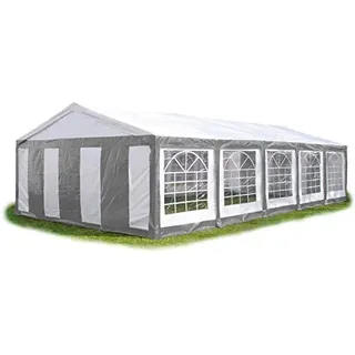 TOOLPORT Partyzelt 10 x 5 m inkl. 12 Seitenteile Grau/Weiß
