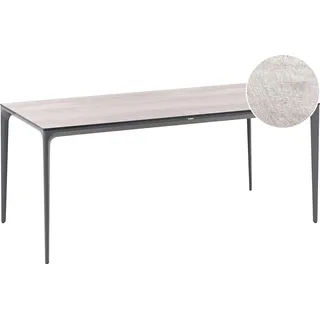 BELIANI Gartentisch Hell- u. Dunkelgrau HPL-Platte Holzoptik Rechteckig 180x90 cm mit Metallgestell Aluminium Modern Outdoor Esstisch für 6 Personen - Grau