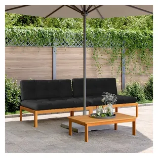 vidaXL Garten-Mittelsofa aus Paletten 2-tlg. braun