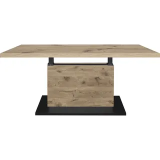 Mäusbacher Couchtisch - vulkanschwarz supermatt - viking Oak - höhenverstellbar von 49-68 cm, Breite 120 cm,
