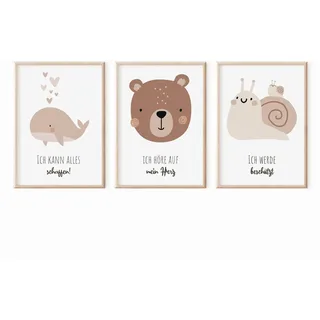 MeinBaby123® I Affirmationsbilder | 3er Set DIN A4 Poster Set | Bilder Kinderzimmer | Kinderzimmer Poster | Deko Bilder Kinderzimmer | Babyzimmer | Wandposter Premium (Affirmations Set V5)