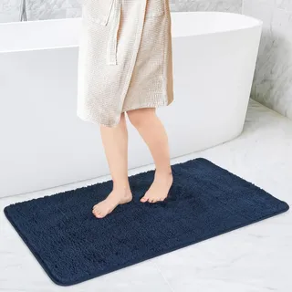Sentidos Badematte 80 x 150 cm Marineblau Badeteppich rutschfeste maschinenwaschbar weicher Badezimmerteppich Wasserabsorbierend Badvorleger für Badewanne Dusche Küche Badmatten badteppich