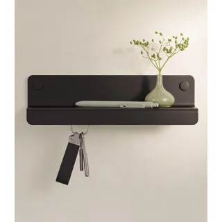 Kazai. Schlüsselbrett 'Holmsen' | Minimalistisches Schlüsselhaken-Design aus Berlin | Moderner Schlüsselhalter mit Ablage aus Metall | Schlüsselboard als Flur Möbel für die Wand | Schwarz