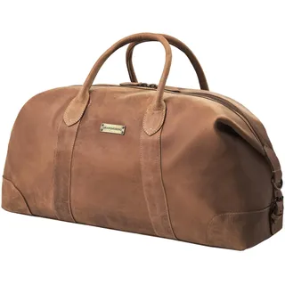 DRAKENSBERG Leder Weekender 'David' (60cm) große Reisetasche Herren Damen, Vintage Design, erweiterbar | 60L, Havanna-Braun, DR00306