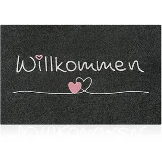 AAZZKANG Türmatte Lang Außen Innen Willkommen Fußmatten 90 x 60 cm mit Dauerhaft rutschfest Gummi Rückseite Ultra absorbieren Schlamm Einfach zu säubern Haustür Eingangsteppich Schwarz
