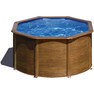 Gre Pool KIT240W Pacific - Aufstellpool aus Stahl, rund, mit Holzoptik. Abnehmbare Gartenpool. 240 x 120 cm