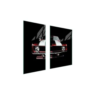 Herdabdeckplatten 2 teilig 75x52 Glaskeramikkochfeld Abdeckung Glas Schneidebrett Sportwagen Auto - Schwarz, Weiß, Transparent