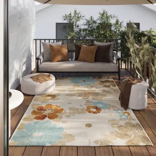 WECON HOME Beach Flower Teppichläufer 80 x 230 cm Beige/Gelb/Blau