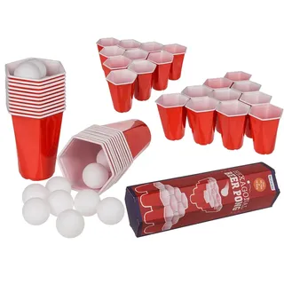 Out of the blue Trinkspiel, Hexagon Beer Pong, mit 15 Bällen & 22 Trinkbechern, für ca. 450 ml, in Geschenkverpackung
