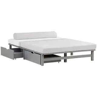 Homestyle4u Holzbett 140 x 200 cm Grau