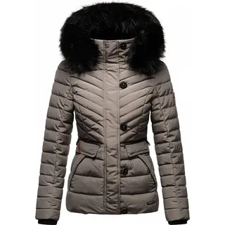 Navahoo Damen Winter Jacke Stepp Winterjacke Mantel Kunstfell Kapuze Wisteriaa Grau Gr. 38 - M - Grau